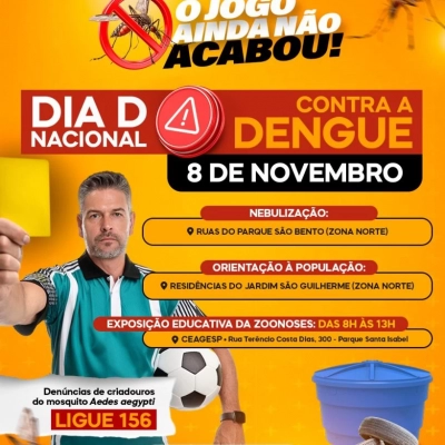 Sorocaba realiza ações do Dia D nacional contra a dengue neste sábado (8)