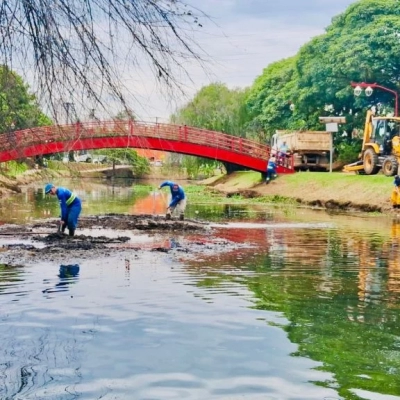 Saae Sorocaba conclui limpeza de bacia de contenção no Parque Kasato Maru
