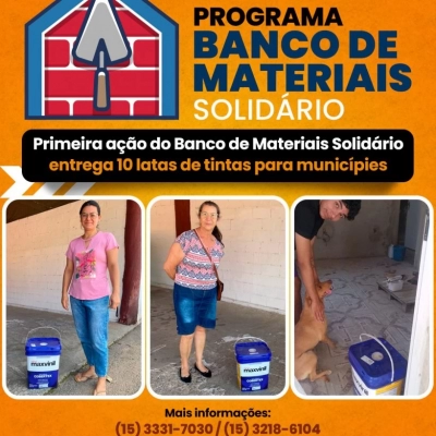 Programa Banco de Materiais Solidário entrega dez latas de tinta para munícipes em situação de vulnerabilidade social