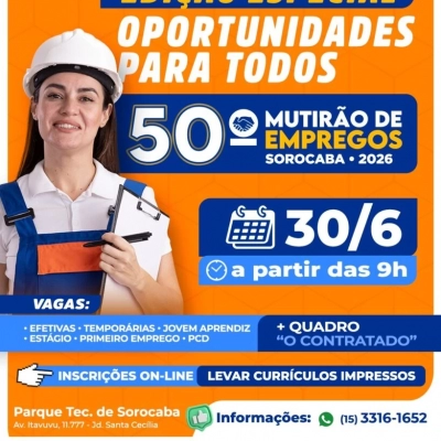 Mutirão de Empregos chega à 50.ª edição com o tema especial “Oportunidades para todos”