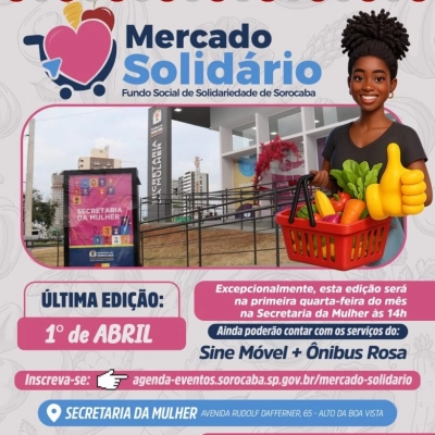 Mercado Solidário tem data alterada para o dia 1º de abril e inscrições já estão abertas