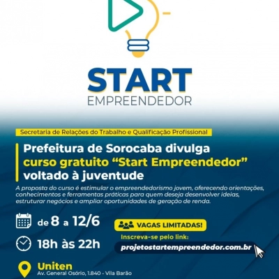 Curso “Start Empreendedor”, voltado à juventude, recebe inscrições para nova turma
