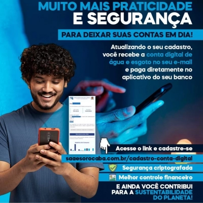 Conta digital do Saae/Sorocaba tem maior adesão e facilita o dia a dia de munícipes