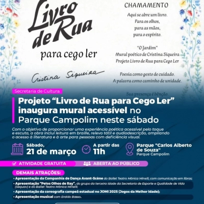Projeto “Livro de Rua para Cego Ler” inaugura mural acessível no Parque Campolim neste sábado (21)