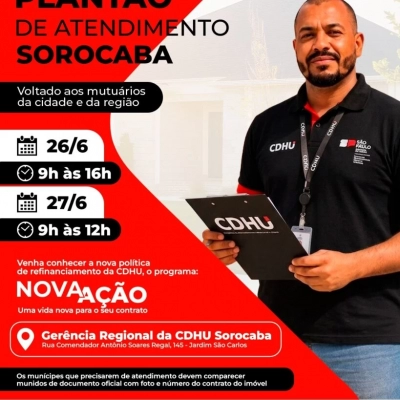 Sorocaba recebe plantão de atendimento da CDHU com serviços de regularização e novo programa de refinanciamento