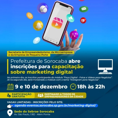 Prefeitura de Sorocaba abre inscrições para capacitação sobre marketing digital