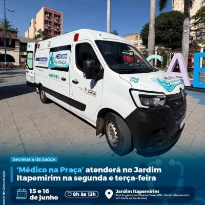 ‘Médico na Praça’ atenderá no Jardim Itapemirim na segunda e terça-feira (15 e 16 de junho)