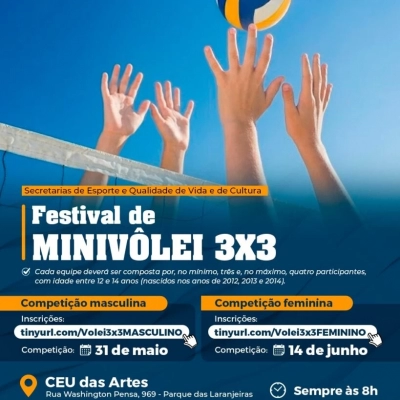 Jogos femininos do Festival de Minivôlei 3×3 no CEU das Artes terão nova data