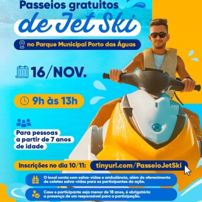 Estão abertas as inscrições para passeios de jet ski no Porto das Águas