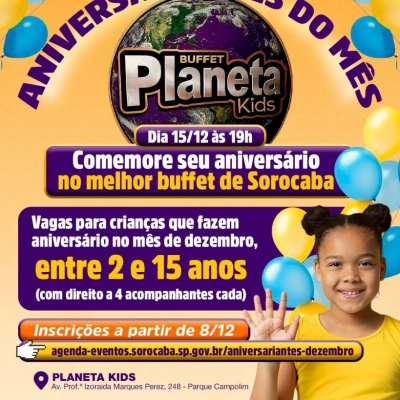 Prefeitura de Sorocaba promove festa para aniversariantes de dezembro em buffet infantil no Campolim