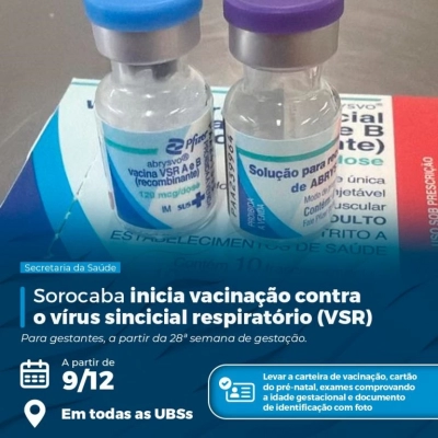 Sorocaba inicia vacinação contra o vírus sincicial respiratório (VSR) na terça-feira (9)