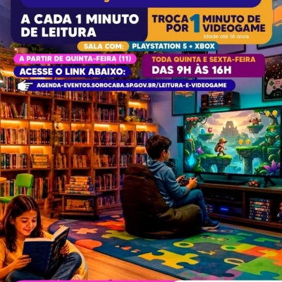 Inscrições abertas para atividade que integra leitura e videogame na Biblioteca Municipal de Sorocaba