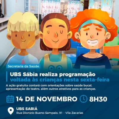 UBS Sábia realiza programação voltada às crianças nesta sexta-feira (14)