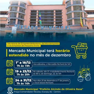 Mercado Municipal terá horário estendido no mês de dezembro