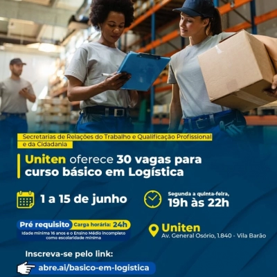 Uniten oferece 30 vagas para curso básico em Logística
