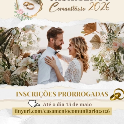 Fundo Social de Solidariedade prorroga prazo de inscrições para o Casamento Comunitário 2026 até dia 15 de maio