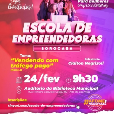 Secretaria da Mulher abre inscrições para o 2º evento do ano da Escola de Empreendedoras com o tema “Vendendo com tráfego pago”