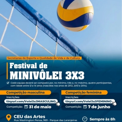 Festival de Minivôlei 3×3 no CEU das Artes segue com inscrições abertas