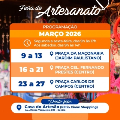 Confira a programação de março da Feira do Artesanato de Sorocaba