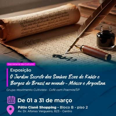 Exposição “Jardim Secreto dos Sonhos: Ecos de Kahlo e Borges do Brasil ao mundo – México e Argentina” ficará disponível no mês de março no Pátio Cianê shopping