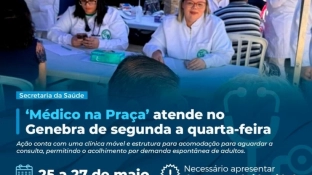 ‘Médico na Praça’ atende no Genebra de segunda a quarta-feira (25 a 27 de maio)